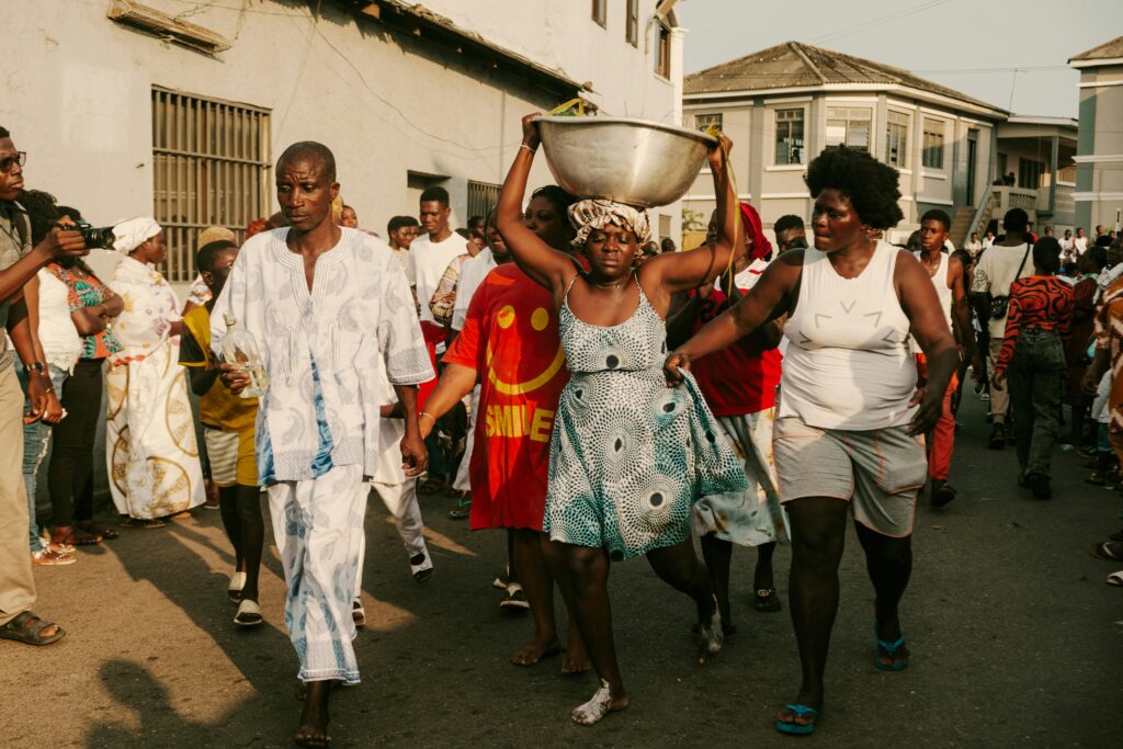 Dynamic street parade in Accra, capturing local culture and celebration.